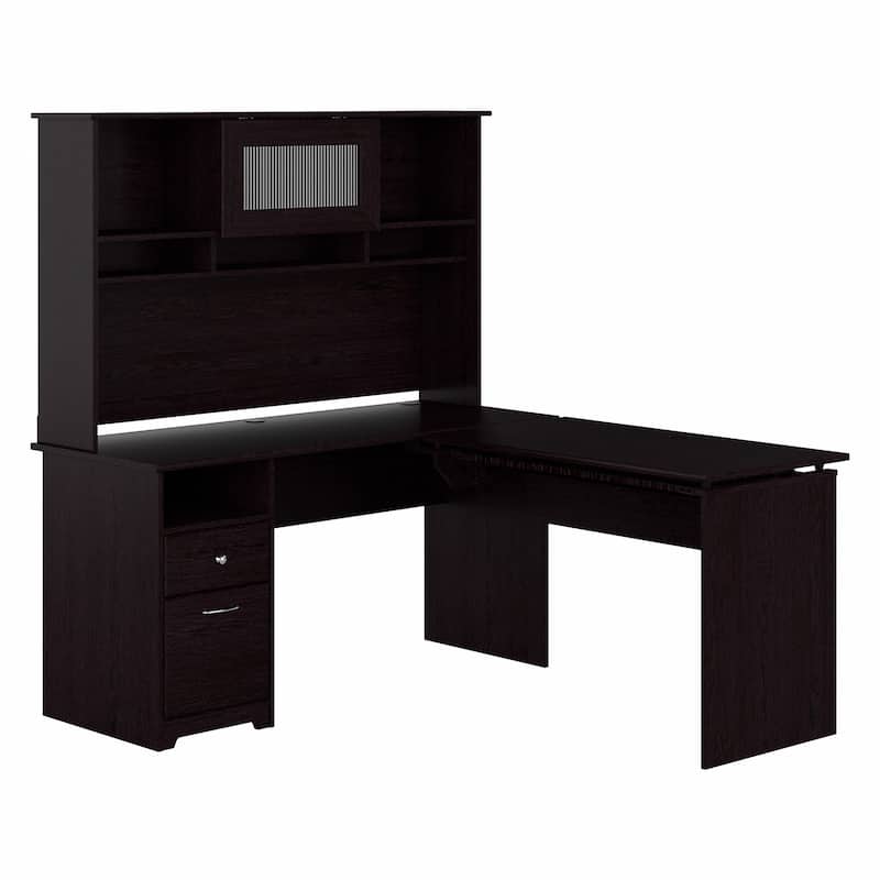 60W 3-position L-shaped Sit to Stand Desk with Hutch by Bush Furniture