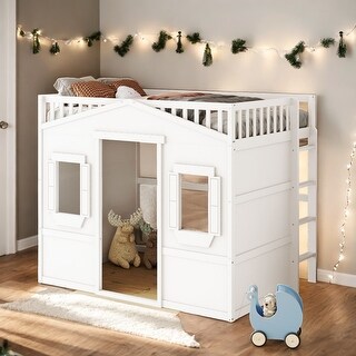Modern Twin Size House Loft Bed With Ladder and Guaranteed, Health and Comfort, Sturdy Construction & Unique Design