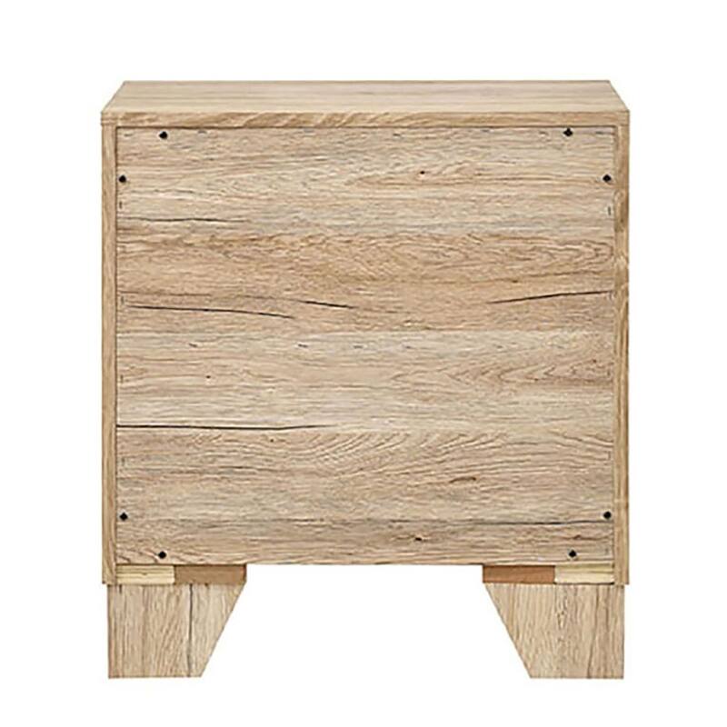 Natural 2-Drawer Nightstand with Wooden Tapered Legs