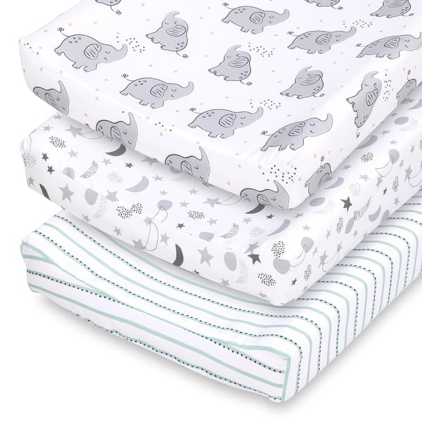 slide 2 of 5, The Peanutshell Celestial Elephant Changing Pad Covers 3-Pack