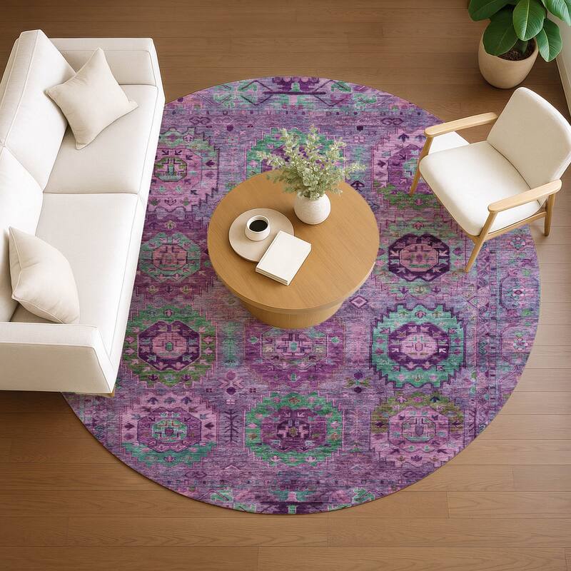 Machine Washable Indoor/ Outdoor Boho Vintage Chantille Rug