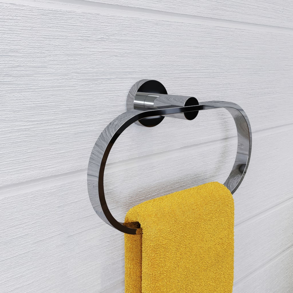 Croydex Metra Flexi-Fix Screw or Glue Towel Ring in Chrome