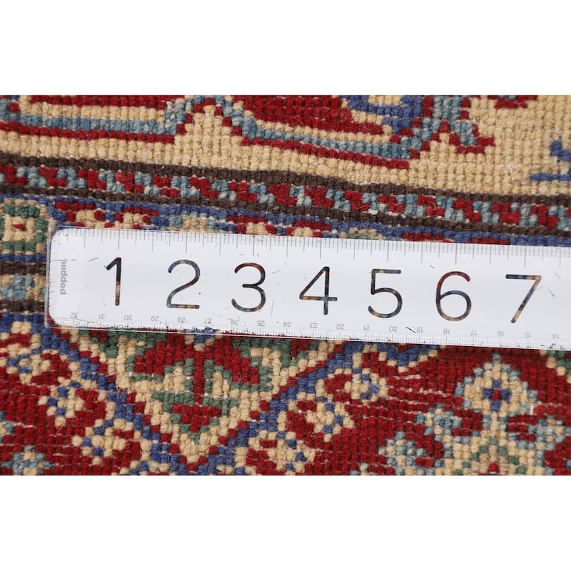 Geometric Kazak Oriental Accent Rug Handmade Bedroom Wool Carpet - 2'7" x 3'10"