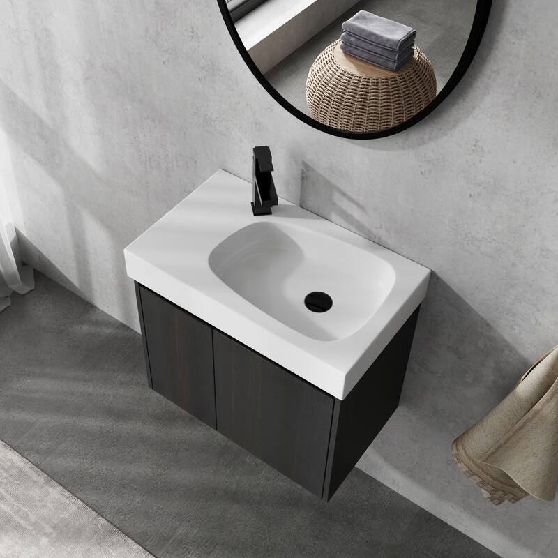 Bathroom Vanity With Sink In 16/20/24/30/36 Inch, Floating Bathroom Vanity With Soft Close Door