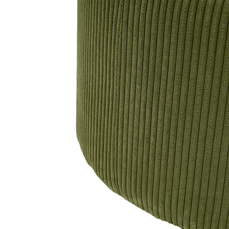 Roomfitters Upholstered Round Ottoman with Corduroy Fabric, Modern Coffee Table Footrest for Living Room