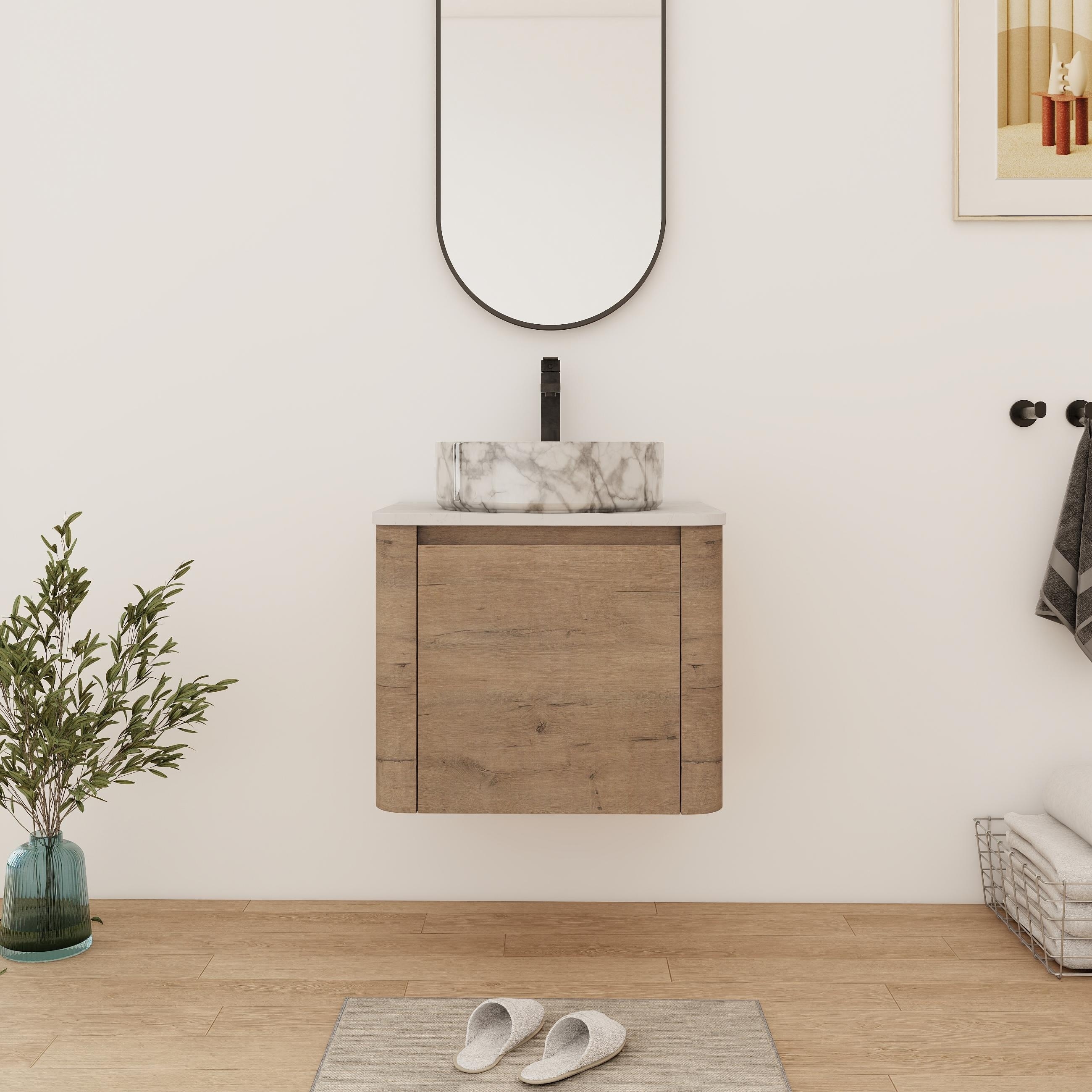 Bathroom Vanity With Sink In 24/30 Inch, Floating Bathroom Vanity With Soft Close Door