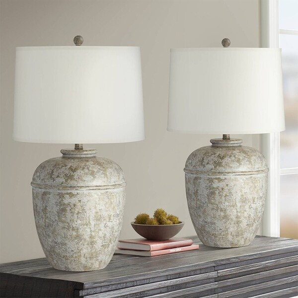 Rustic pottery lamp on sale