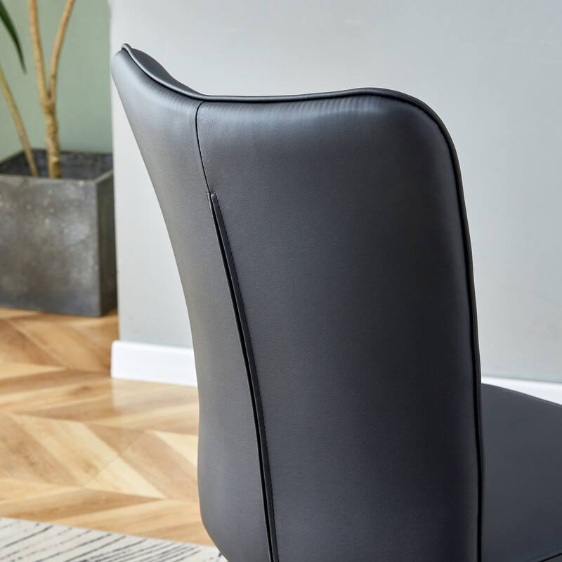 Dining Table Set for 6, Rectangular Dining Room Table Set for 6, Kitchen Table and 6 PU Chairs, 64" Wood Table Set with Textured