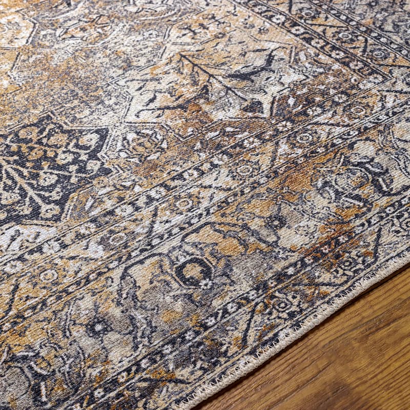 Livabliss Hieronym Traditional Floral Machine Washable Area Rug