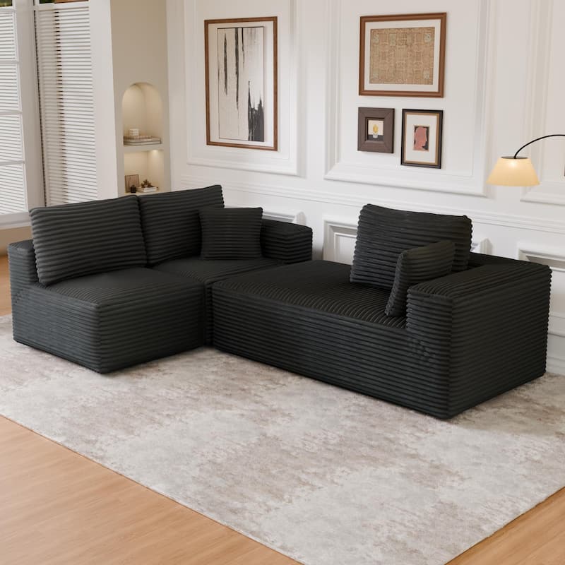 104" Modular Sectional Sofa with L-Shape Chaise Modern Upholstered Cloud Couches with Throw Pillows - 104 in.W x 23.6 in.H