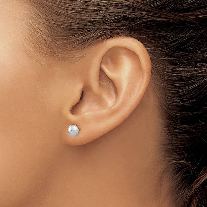 Curata 14k White Gold Polished 5.5mm Button Post Earrings