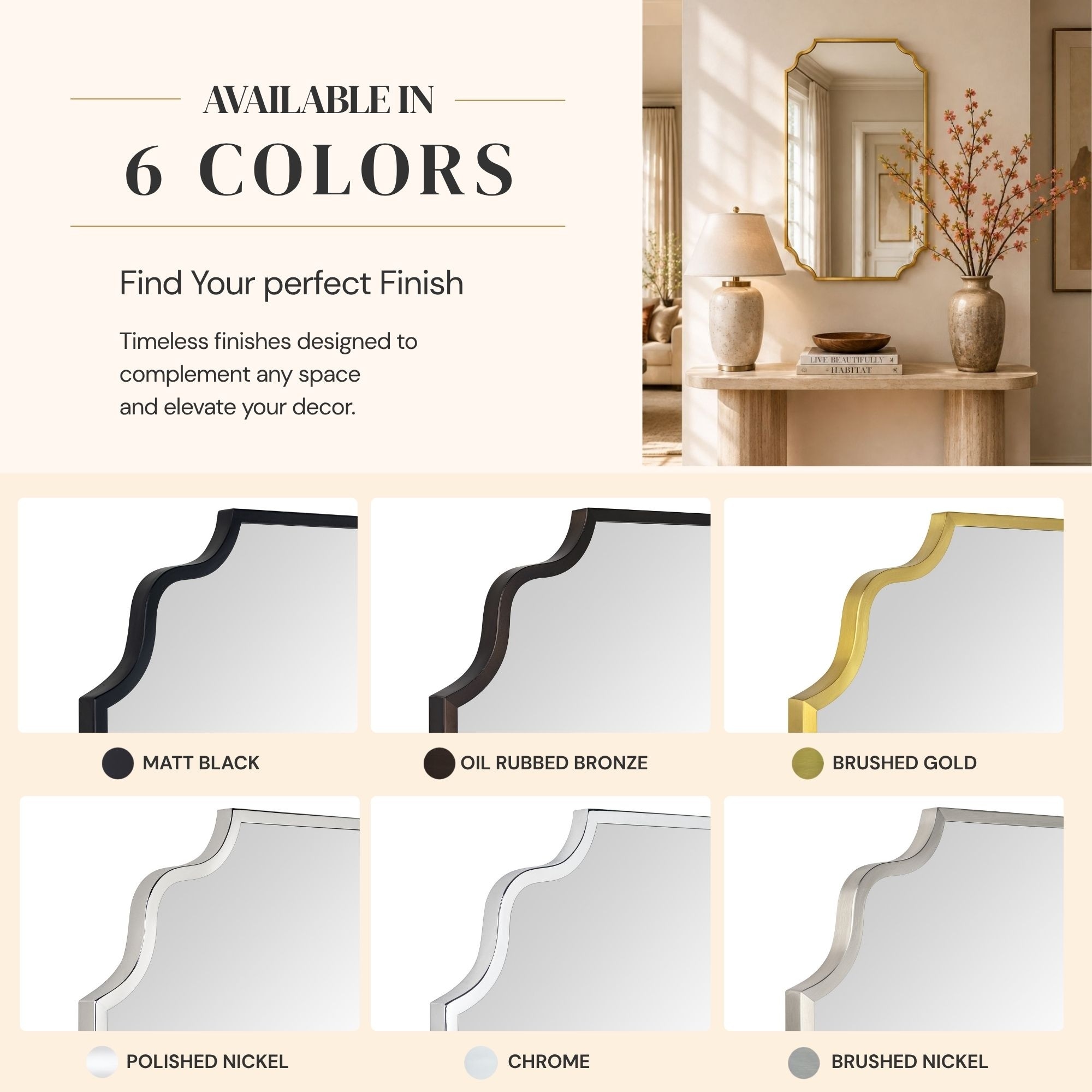 TEHOME Scalloped Bathroom Vanity Mirror,Decorative Bathroom Mirror