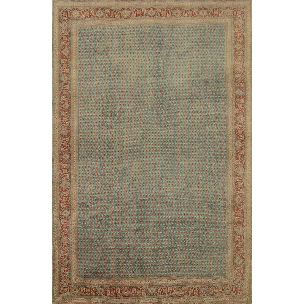 Hand Knotted Oriental 100% Wool Carpet Traditional All-Over Navy Blue & Blues Mahal Area Rug - 11' 4'' X 8' 8''