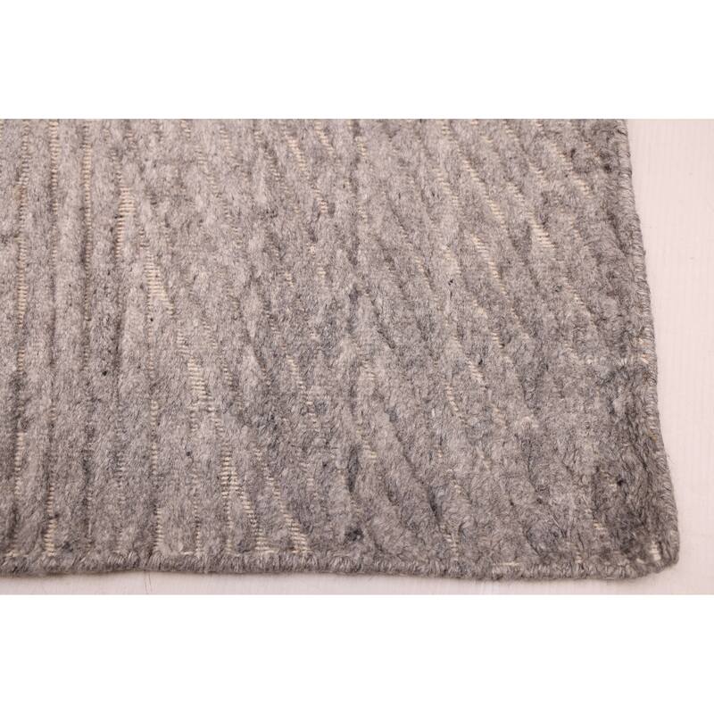 ECARPETGALLERY Hand Loomed Elysian Grey Wool Rug - 8'0 x 9'8