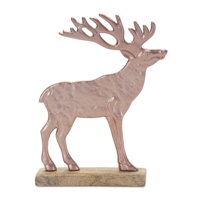 Deer Silhouette with Base Christmas Figurines - 9.5" - Brown - Set of 2