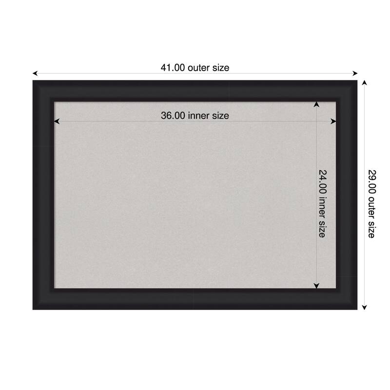 Oliver Black Wood Framed Cork Board - Bulletin Board, Organization Board, Pin Board - Grey - 41 x 29 in