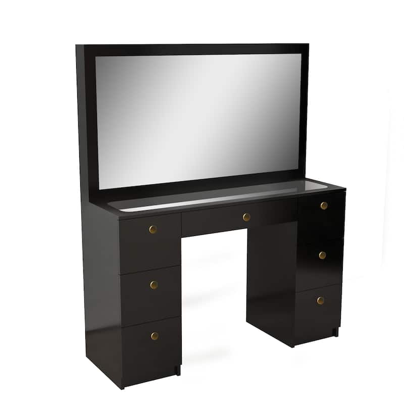 Boahaus Venus Modern Vanity, Glass Top, 07 Drawers - N/A