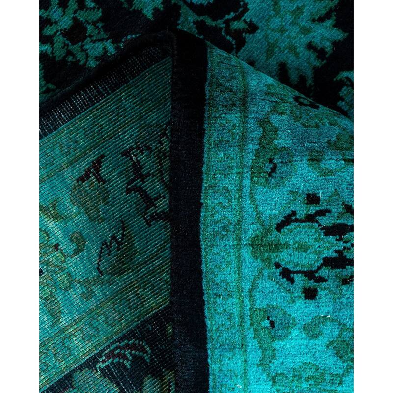 Overton Hand Knotted Wool Vintage Inspired Modern Contemporary Overdyed Black Runner Rug - 2' 7" x 10' 2"