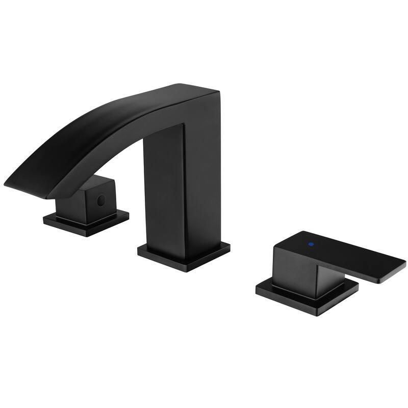 Rbrohant 5"H Waterfall Bathroom Faucet, Widespread 2-Handle Bathroom Sink Faucet for Sink 3 Hole - Matte Black