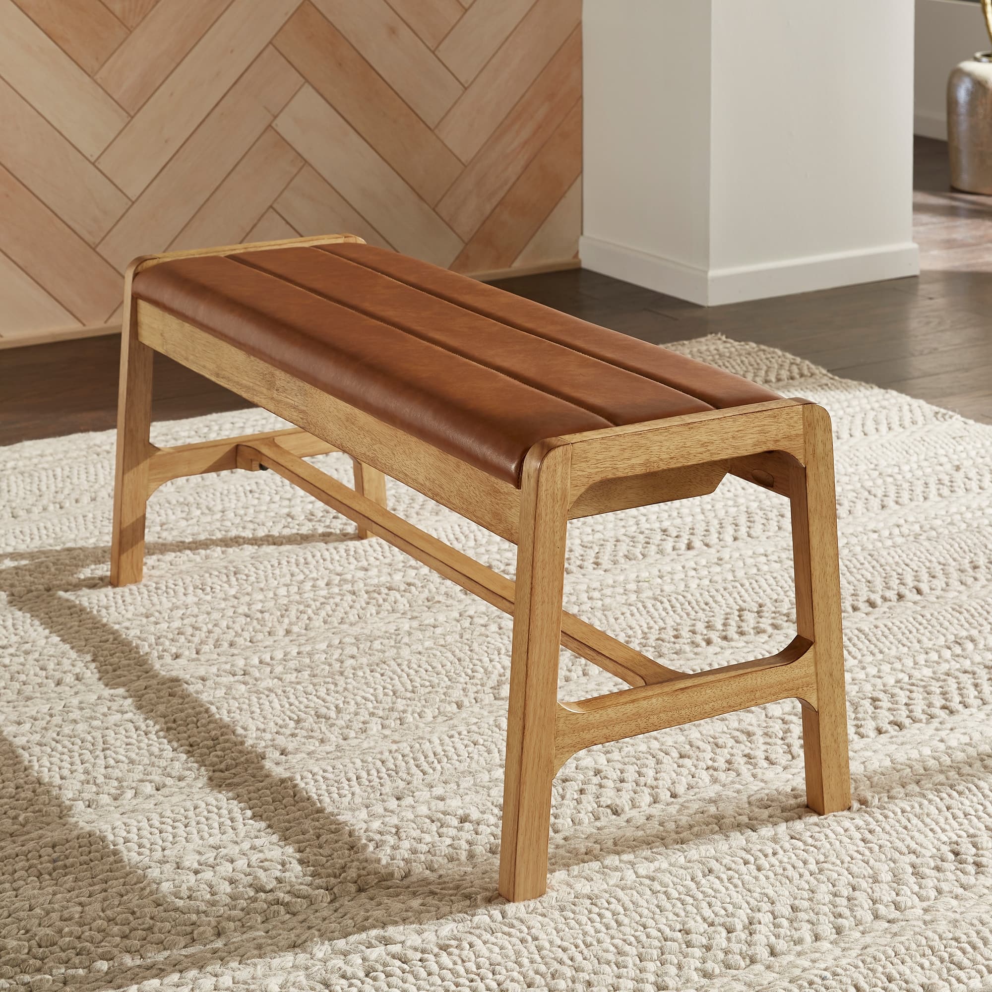 Option Light Oak Finish, Caramel Faux Leather