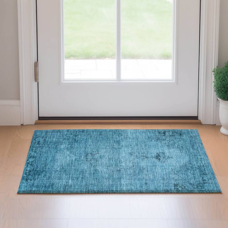 Premium Washable Super Soft Vintage Distressed Mayfield Rug - Blue - 1' 8" x 2' 6" - Rectangle