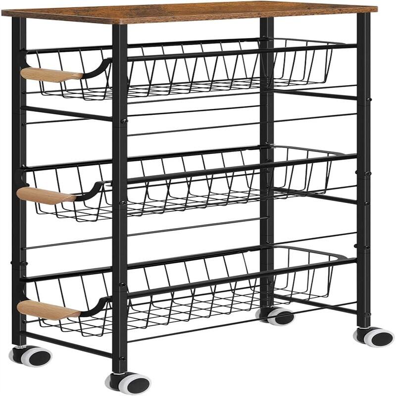 4Tier Narrow Rolling Cart - 15.7"D x 7.9"W x 30.1"H