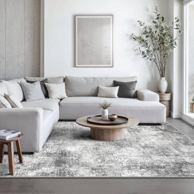 Mcow Vintage Floral Low-Pile Machine Washable Non-Slip Area Rug