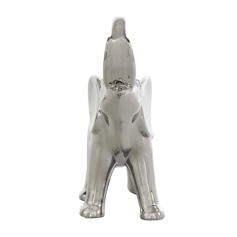 Ceramic Elephant Standing Decorative Sculpture - Silver or Gold - Roche River Decor