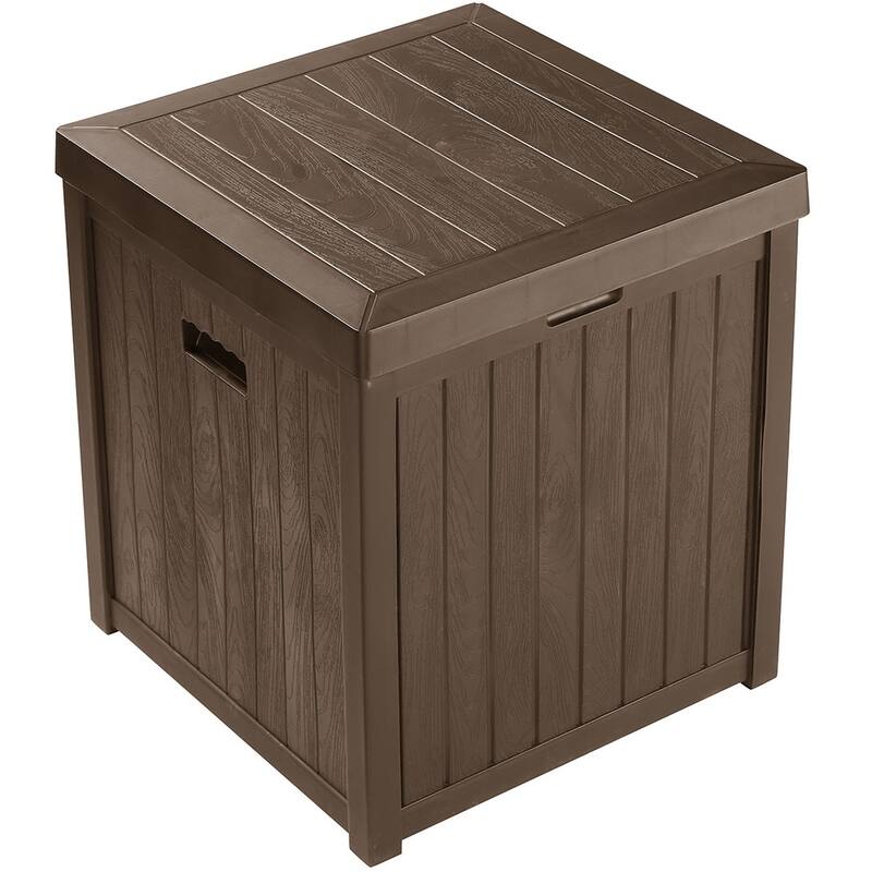 La Jolla Weatherproof Outdoor 51 Gallon Storage Deck Box w/Lid - Waterproof Garden/Patio Wood Grain Resin Lock Box