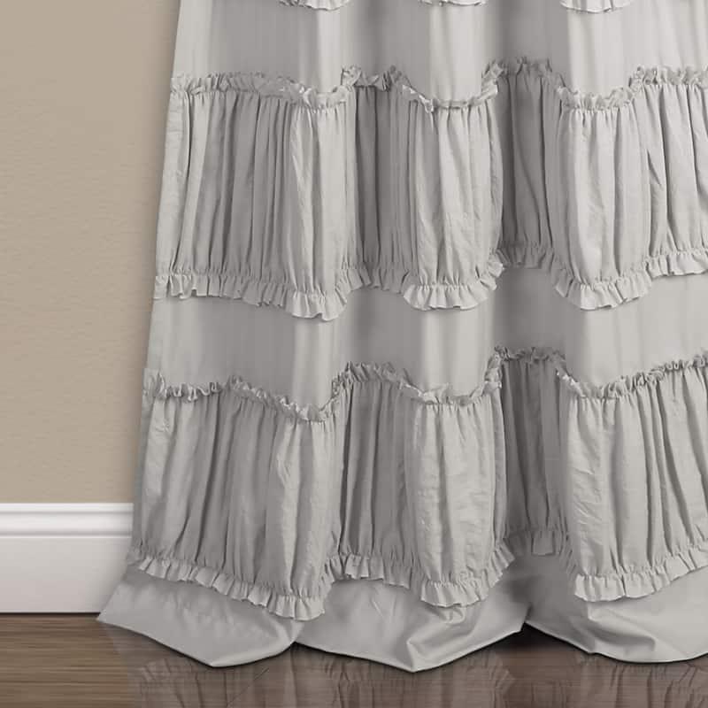Lush Decor Nova Ruffle Window Curtain Panel Pair - 95 Inches - gray