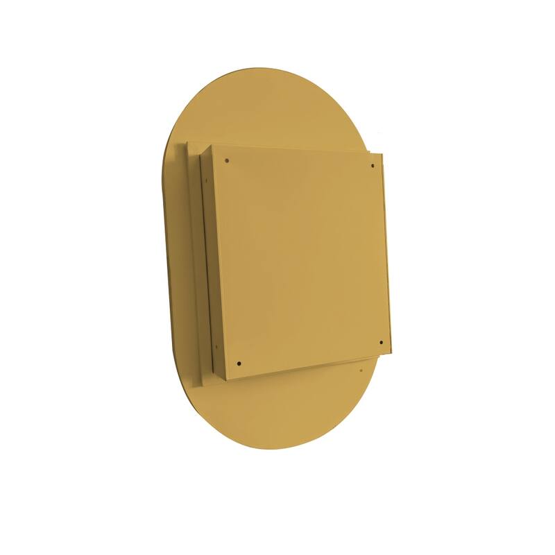 20 in. x 34 in. Oval Metal Framed Recessed Bathroom Medicine Cabinet with Mirror and Adjustable Shelves