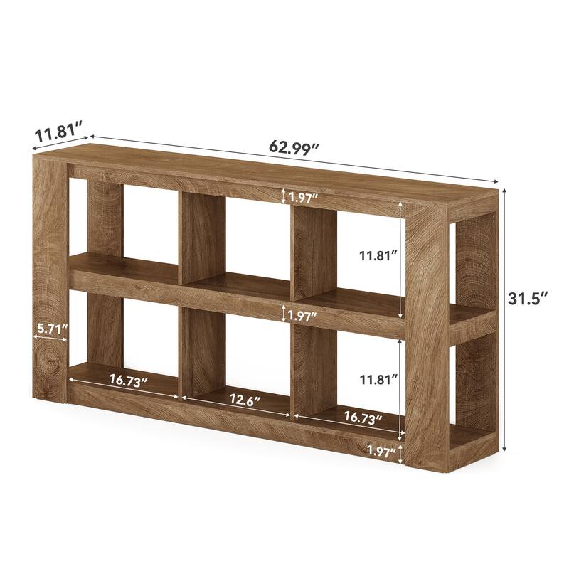 Farmhouse 63-Inch Console Table with Storage, 3-Tier Narrow Sofa Table for Entryway & Living Room