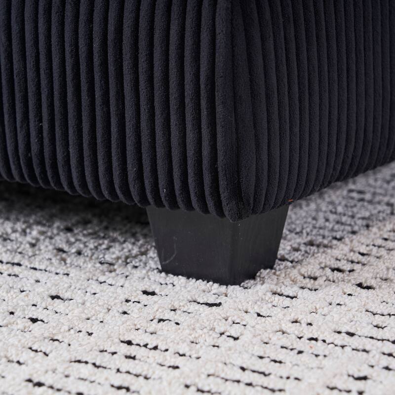 Corduroy Single Sofa Sets with Ottoman and 2 Toss Pillows, Deep Seat Design
