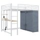 preview thumbnail 5 of 21, Metal Loft Bed with Desk,Shelves,Power Outlet,LED Light and Wardrobe