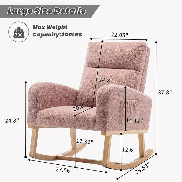 dimension image slide 14 of 18, HOMYKA 28" Wide Rocking Chair for Nursery with Solid Wood Leg