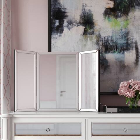 Copper Grove Bromley Trifold Table Top Vanity Mirror - Mirrored