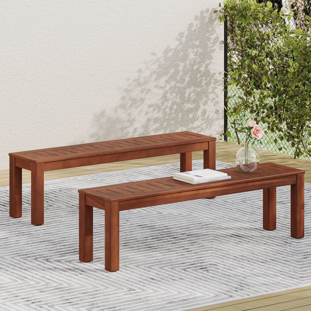 Manila Acacia Wood Outdoor Dining Bench by Christopher Knight Home