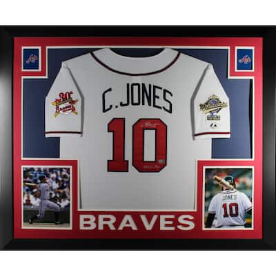 Chipper Jones Autographed Atlanta Braves 1995 World Series Signed Majestic Baseball Framed Jersey Fanatics Authentic COA