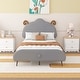 preview thumbnail 10 of 47, Velvet upholstered platform bed with sheep shaped headboard Grey - Twin