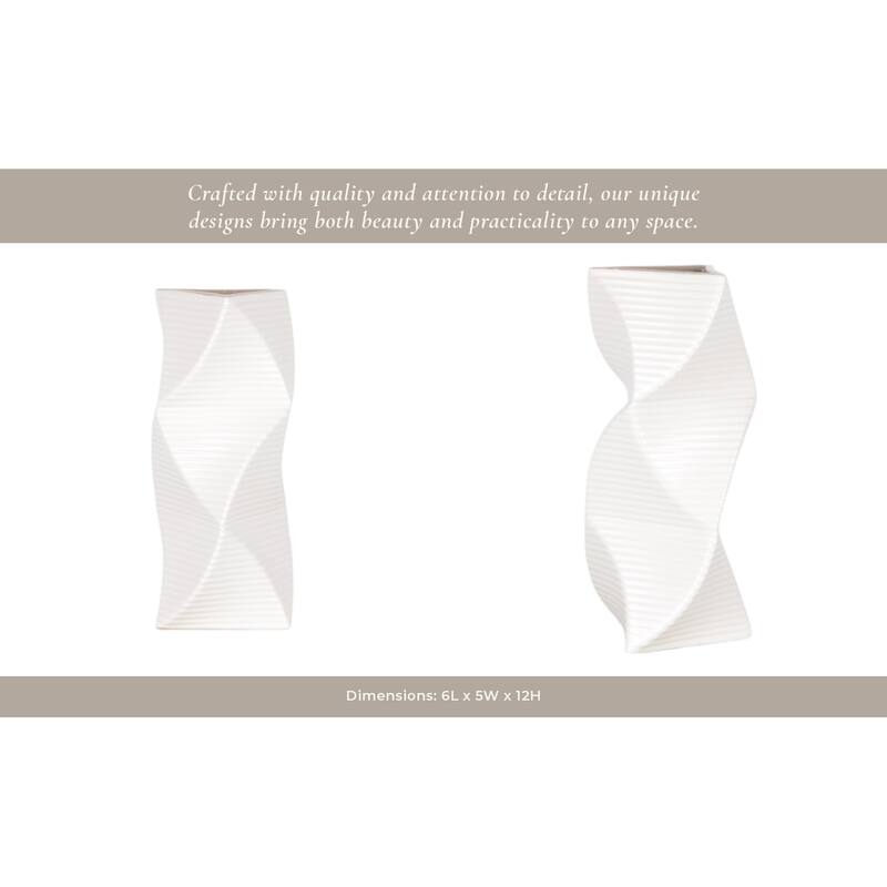 Ceramic Vase Trend Modern Sculptural Swirl Design Textured Detail
