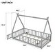 preview thumbnail 10 of 13, Twin Tent-shaped Floor Bed, Pine Fun Playhouse Bed Frames, With Guardrails, Slats, Door, House Bed Frame With Roof