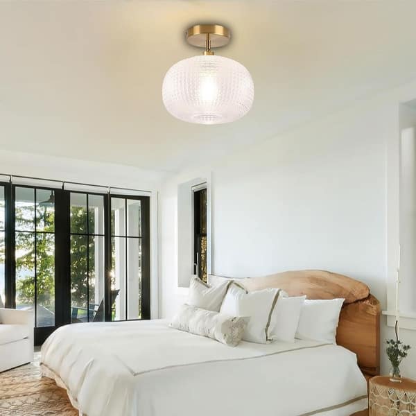 Ferna - Ribbed Glass Downlighter Hallway Ceiling Light - Lightbox