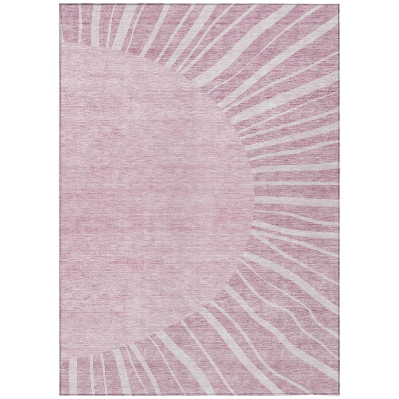 Machine Washable Indoor/ Outdoor Chantille Modern Sunburst Rug