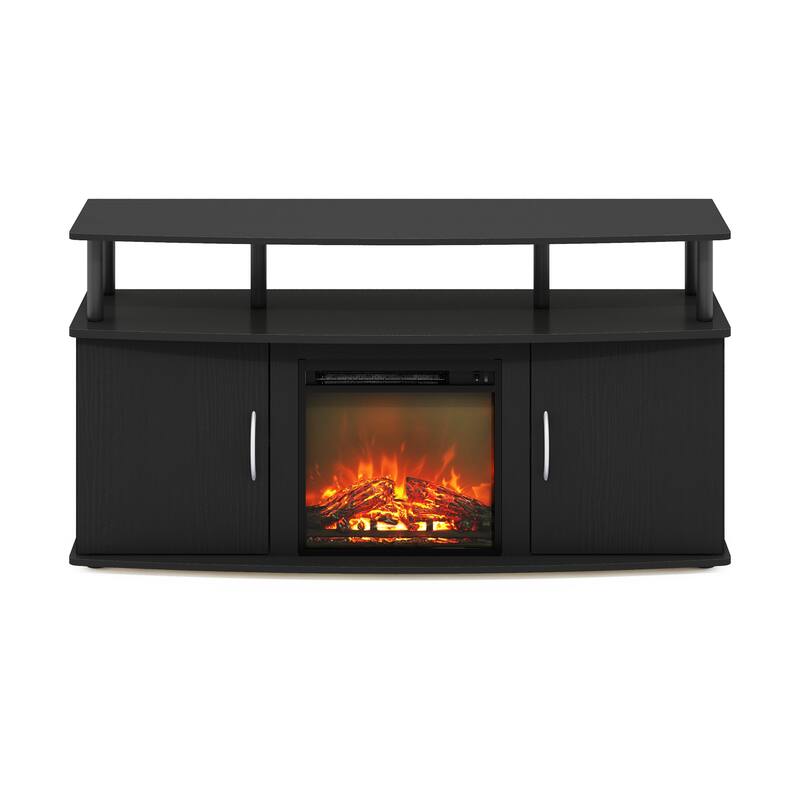 Furinno Jensen Living Room Fireplace Entertainment Center with Doors Storage Cabinet for TV up to 55 Inch