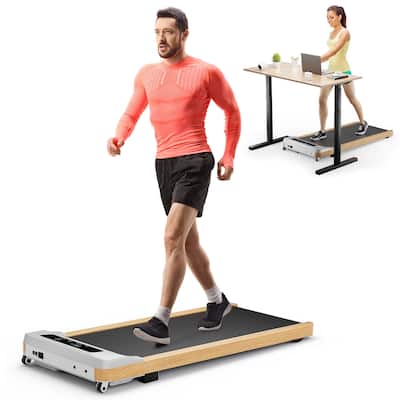 Wooden Under Desk Treadmill Portable Walking Pad Treadmill LED Display