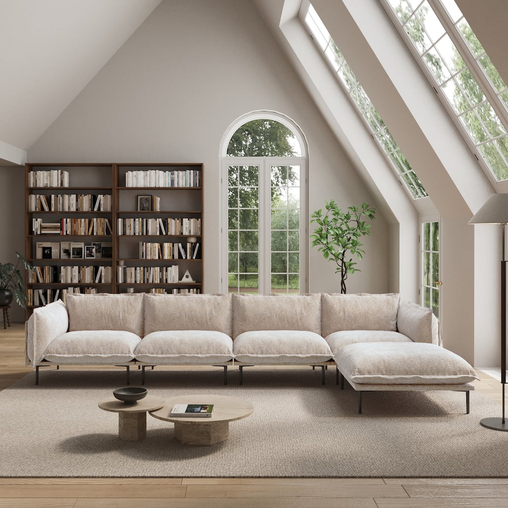 147.24" L-shaped Velvet Sectional Sofa Modern Modular Sofa Deep Seat Upholstered Cloud Couch