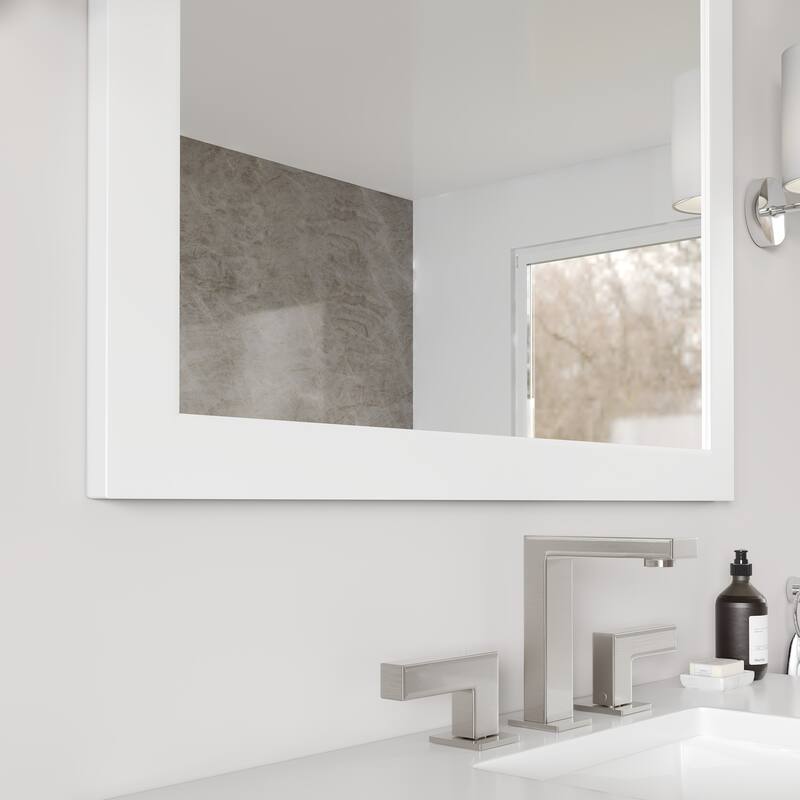 Eviva Sun Rectangular Matte White Wooden Framed Mirror