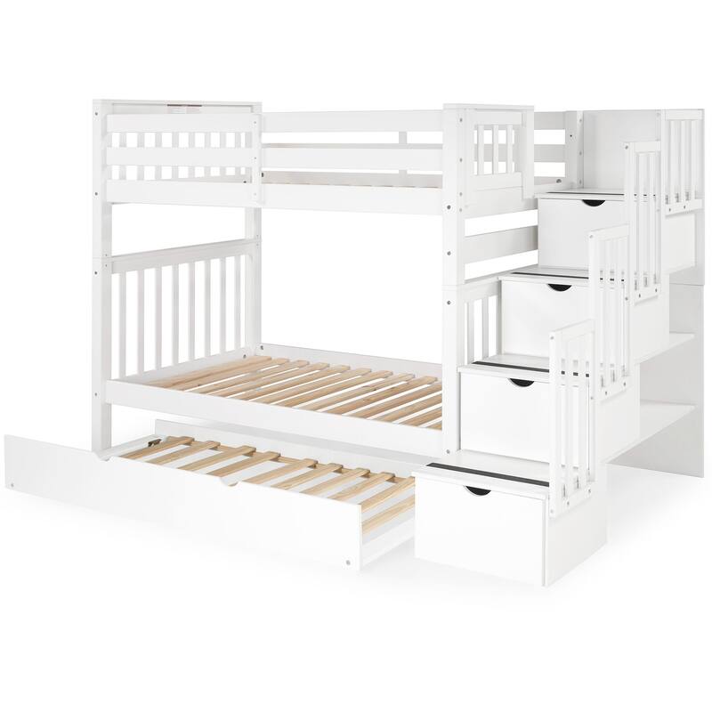 Taylor & Olive Trillium Tall Twin over Twin Stairway Bunk Bed, Trundle