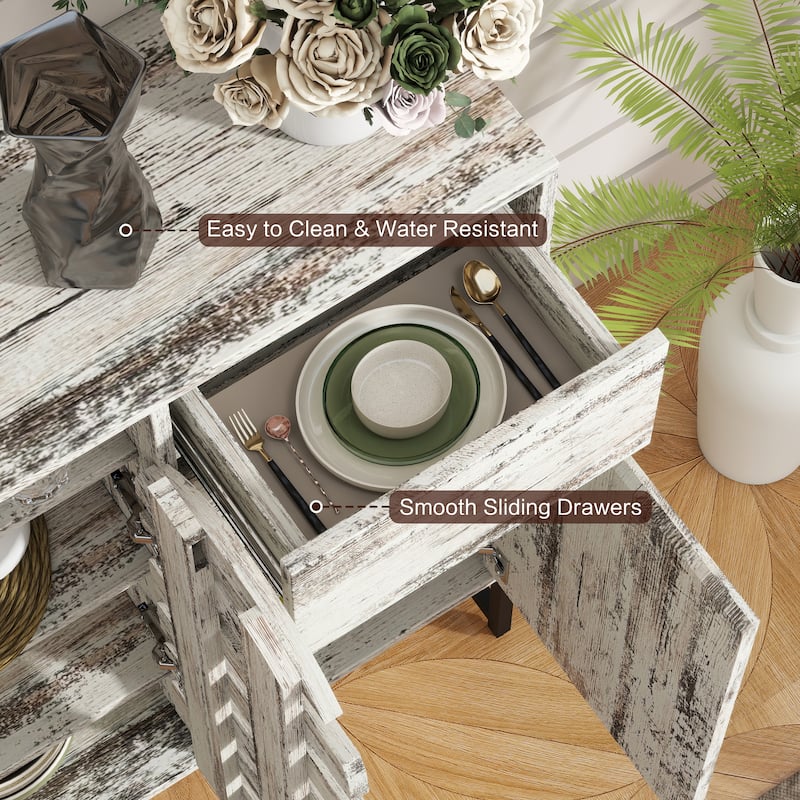 Farmhouse Cabinet, 44.3" Storage Console Table with Drawer and Cabinet for Entryway, Living Room & Kitchen