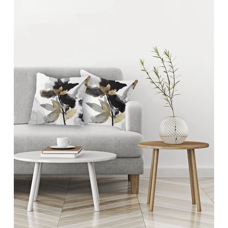 Laural Home Black and Gold Petals Indoor Decorative Pillow